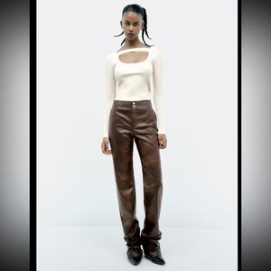 Zara Brown Faux Leather Pants